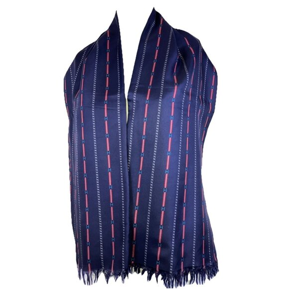 Auth vintage Gucci silk and cashmere reversible men’s scarf Opera Dress 70s 80s